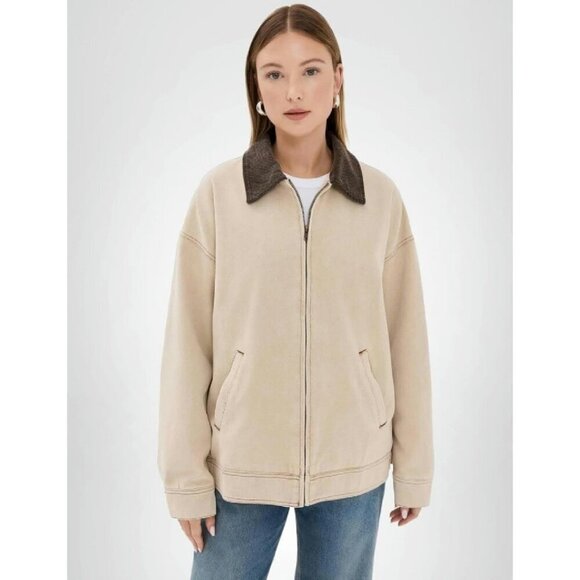 Jackets & Blazers - Heavyweight Canvas Work Jacket with Corduroy Trim & Buckle Tabs